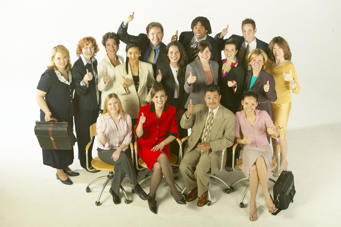 Group of employees from different professions